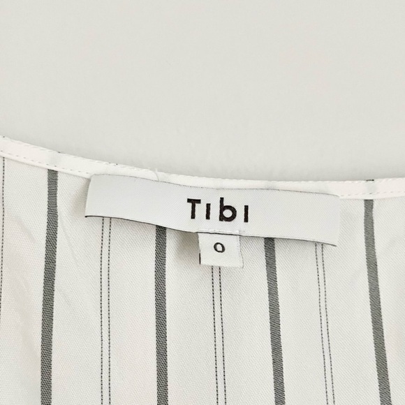 Tibi Women’s Silk Anna Stripe Spaghetti Strap Cami in White and Black Size 0 - Picture 8 of 10